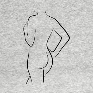 Female Line Drawing - Curious Cait T-Shirt